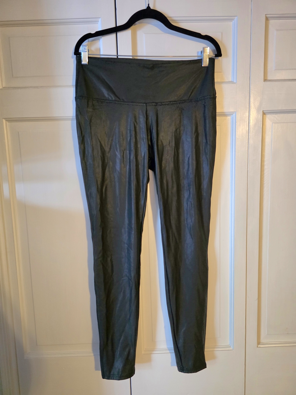 Time and Tru High-Waist Faux Leather Leggings in Black